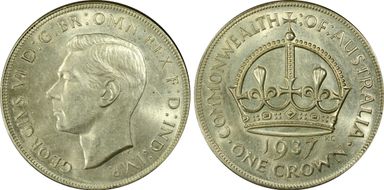 1937 Crown KM-34  Ag AU58+