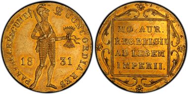 1831 Ducat Revolution KM-125  Au AU58