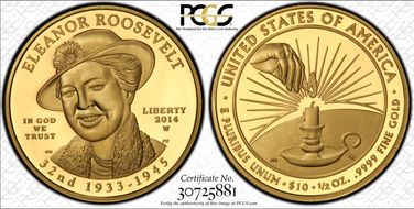 2014-W $10 Eleanor Roosevelt First Strike PR70DCAM