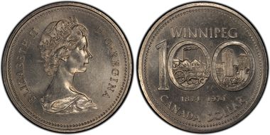 1974 $1 Winnipeg - Single Yoke MS65