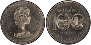 1974 $1 Winnipeg - Single Yoke MS65