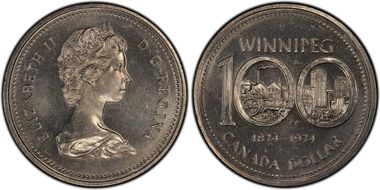1974 $1 Winnipeg - Single Yoke MS66