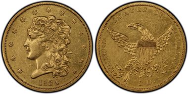 1834 $5 Classic Head, Crosslet 4 N1