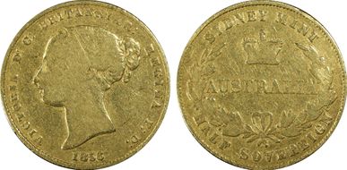 1856-SY 1/2 Sov Berry above L of HALF VG8