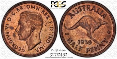 1939 1/2D Kangaroo Reverse MS63RB