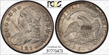 1814 50C Overton 107 AU58