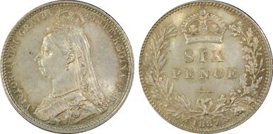 1887 6D S-3929 Value Rev MS64