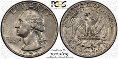 1952-D 25C Large D, FS-501 XF45