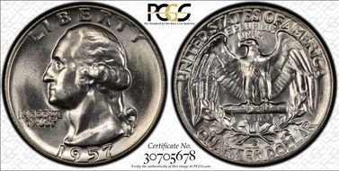 1957-D 25C Misplaced MM FS-501 MS65
