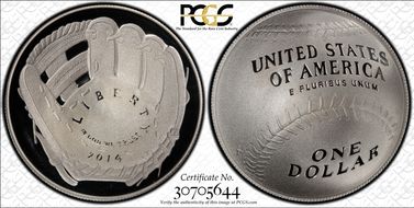 2014-P $1 Baseball Hall of Fame PR70DCAM