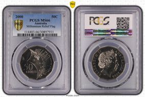 2000 50C Millennium Relief Flag MS66