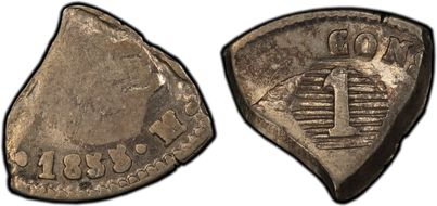 (1865-72) Real KM-B2 C/M 1/4 Cut Bol 4 Sol VF30
