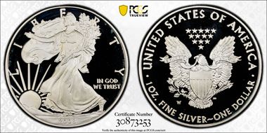 2008-W $1 Silver Eagle Mercanti Signature PR70DCAM