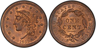 1839 1C Silly Head MS65RB