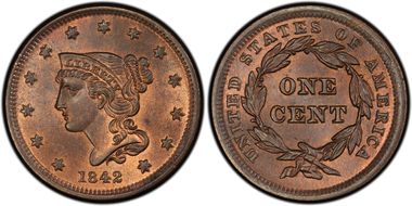 1842 1C Small Date MS66RB