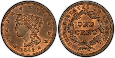 1842 1C N-4 Large Date MS66RB