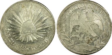 1842-Zs OM 8 R Zs22 Die Style of 1842-1845 ↑↓ AU55