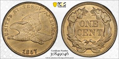 1857 1C Flying Eagle MS64+