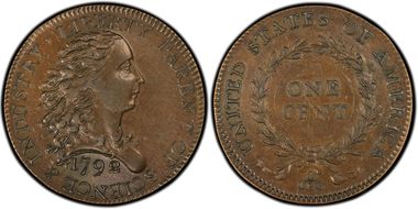 1792 1C Birch Cent, Lettered Edge Judd-4 AU58BN