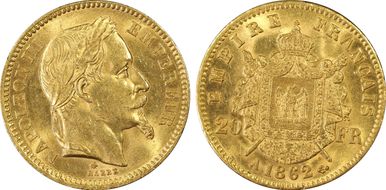 1862-A 20 Fr Gad-1062 F-532 Grand A MS63