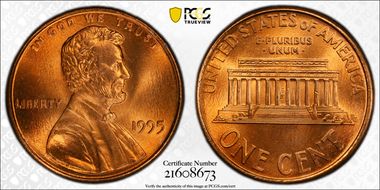 1995 1C Doubled Die Obverse MS68RD