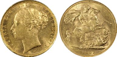 1887-M Sov S-3857C   Y. Head / St. George MS62