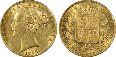 1858 Sov S-3852D Small Date AU58