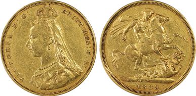 1889-M Sov S-3867A DISH M11 1st Obv. Angled J XF40