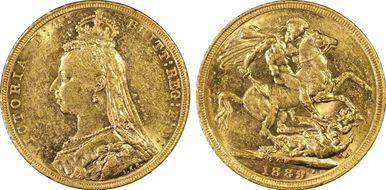 1889-M Sov S-3867B DISH M12 2nd Obv. Angled J AU58