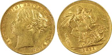 1871-S Sov S-3858A St. George Sm BP AU55