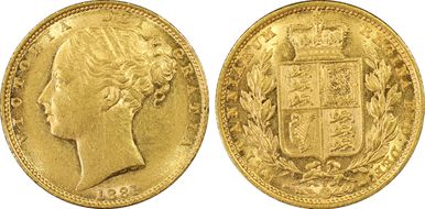 1881-S Sov S-3855B Shield AU58