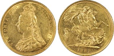 1887-S Sov S-3868A DISH S1 1st Obverse 1st Obv Long JEB Aligned Right AU58