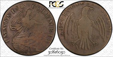 1787 1/2P Immunis Columbia Eagle Reverse, Plain Edge VF30BN