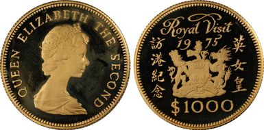 1975 $1000 Royal Visit  KM-38  Au PR66DCAM