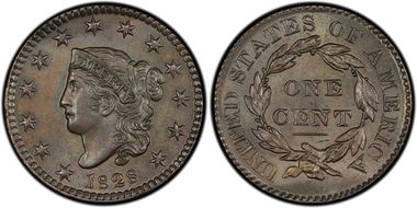 1828 1C N-10, Small Wide Date MS64BN