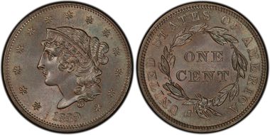 1839 1C N-13 Booby Head MS66BN