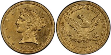 1859-C $5 MS62+