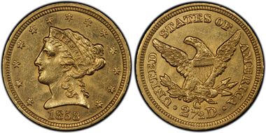 1858-C $2.50 MS62+