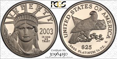 2003-W $25 Statue of Liberty PR70DCAM