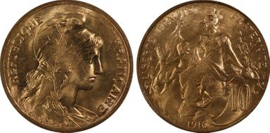 1916 10C Gad-277 F-136 Étoile MS65+ RD