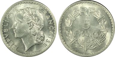 1946-B 5 Fr Gad-766 F-339 Al MS64