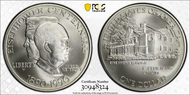 1990-W $1 Eisenhower MS70