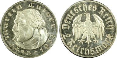 1933-E 2 Mk Luther J-352 MS64+