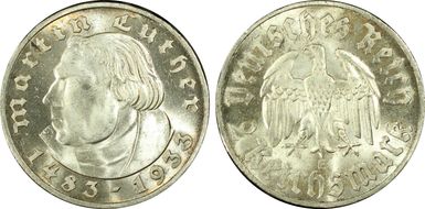 1933-E 2 Mk Luther J-352 MS65