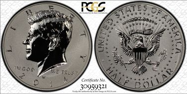 2014-W 50C Reverse Proof 50th Anniversary Set First Strike PR70