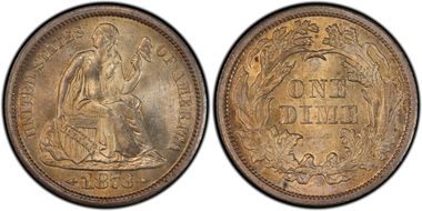 1873-S 10C Arrows MS64+