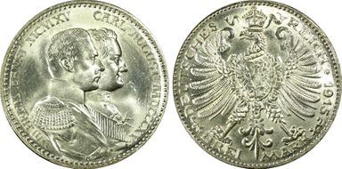 1915-A 3 Mk Grand Duchy J-163 MS64