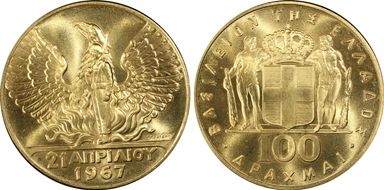 (1970) 100 Dr 1967 Revolution KM-95 Au MS67