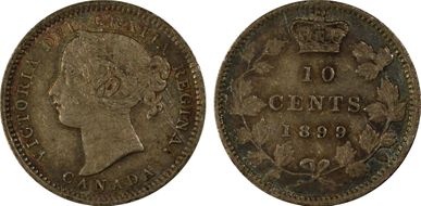 1899 10C Large 9 AU50