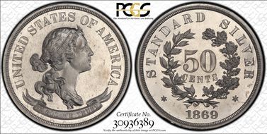 1869 50C J-759 PR66CAM